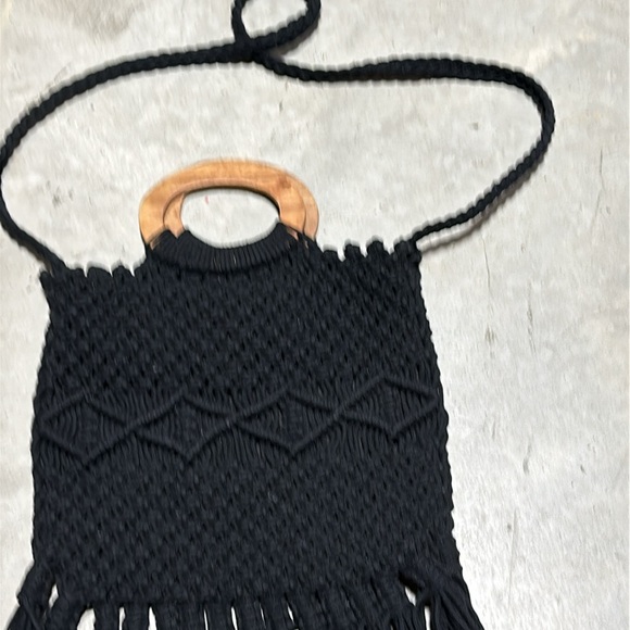 DANIEL NICOLE crossbody macrame black bag Looks Handmade box 27-21 - Picture 7 of 11